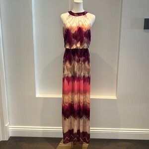 Boho chic maxi London Times Purple and Cream Dress